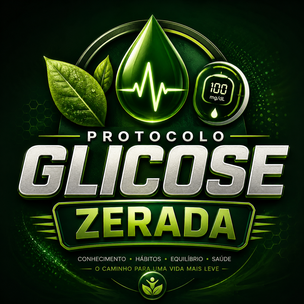 Logo oficial do Protocolo Glicose Zerada — conhecimento, hábitos, equilíbrio e saúde